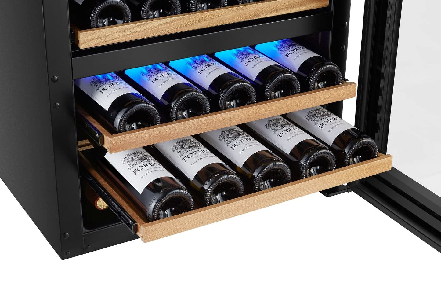 BODEGA43-25 Einbau Weinkühlschrank 2 Zonen 25 Flaschen 60 cm Vollglastür Birkenholzregale 38 dB