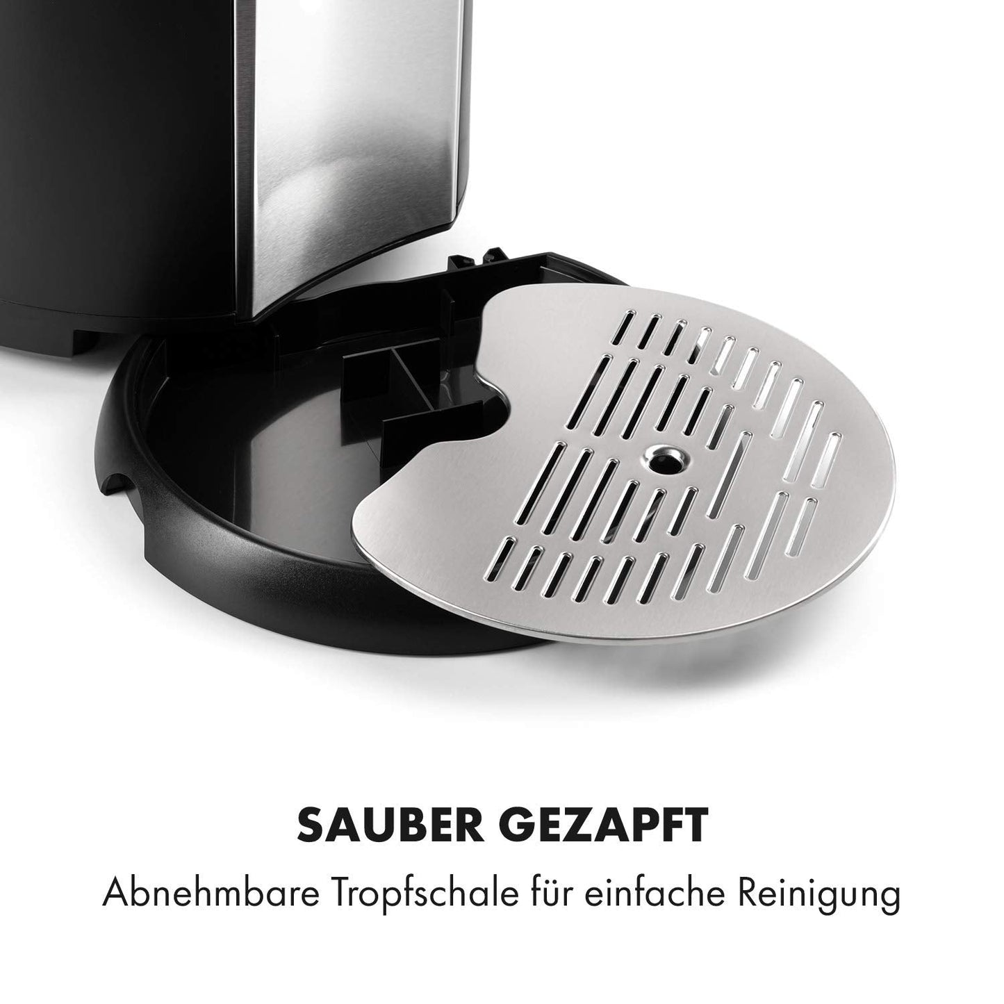Klarstein Beerkules Bierzapfanlage 5 L CO2-Kompression 2–12 °C Bierkühler inkl. 3 CO2-Patronen Silber-Schwarz