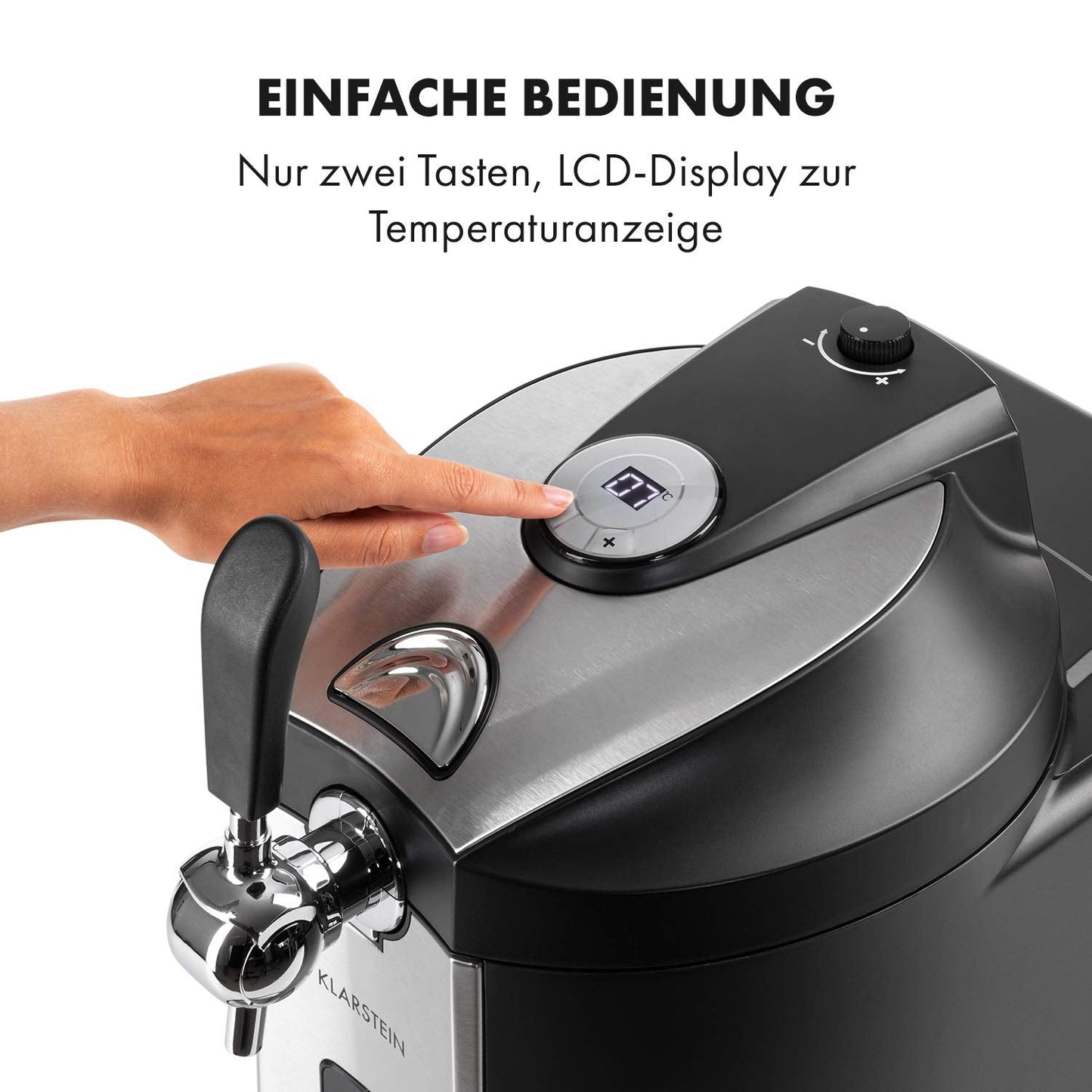 Klarstein Beerkules Bierzapfanlage 5 L CO2-Kompression 2–12 °C Bierkühler inkl. 3 CO2-Patronen Silber-Schwarz