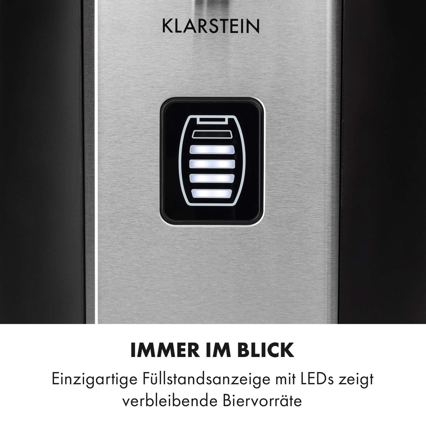Klarstein Beerkules Bierzapfanlage 5 L CO2-Kompression 2–12 °C Bierkühler inkl. 3 CO2-Patronen Silber-Schwarz
