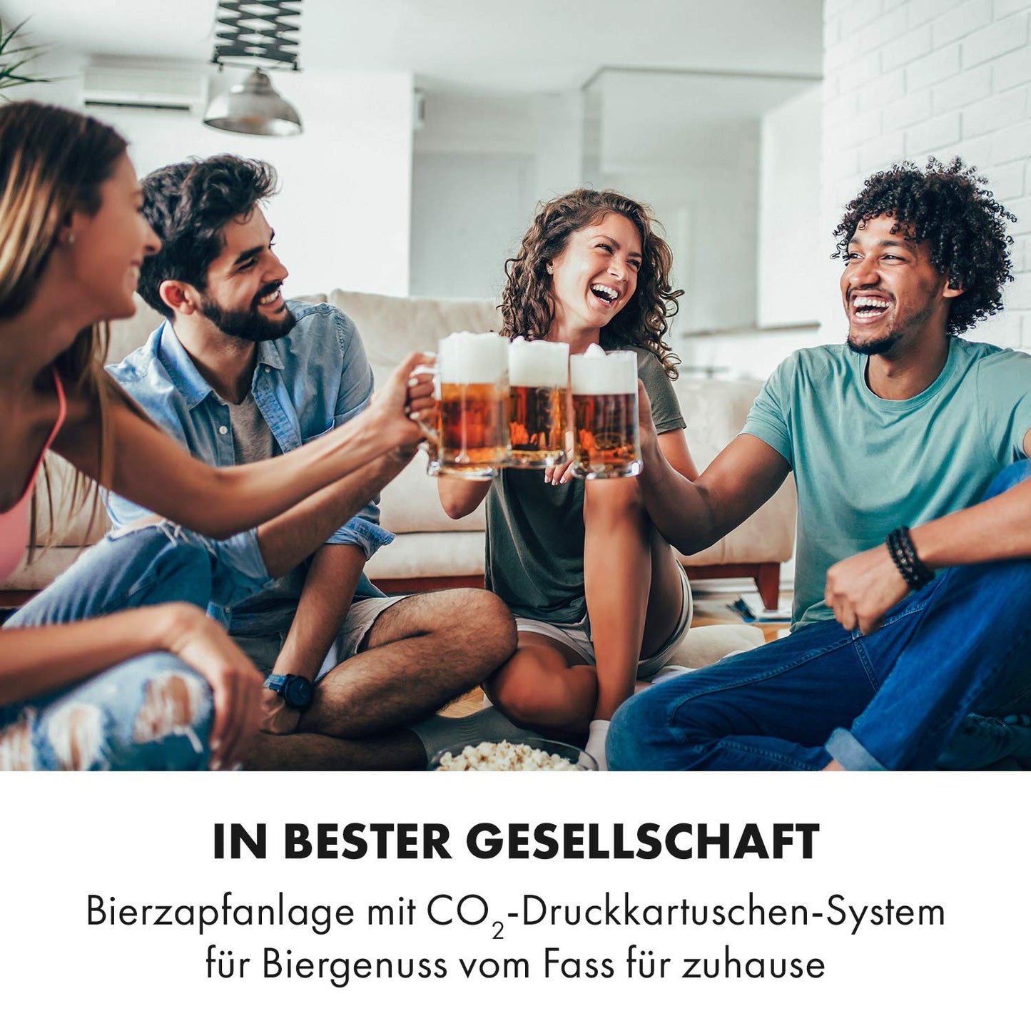 Klarstein Beerkules Bierzapfanlage 5 L CO2-Kompression 2–12 °C Bierkühler inkl. 3 CO2-Patronen Silber-Schwarz