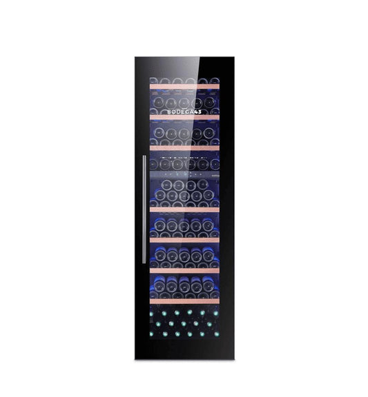 BODEGA43-100 Einbau Weinkühlschrank 2 Zonen – Für 100 Flaschen – Energieeffizient 161 kWh – Kompressorkühlung – Holzregale