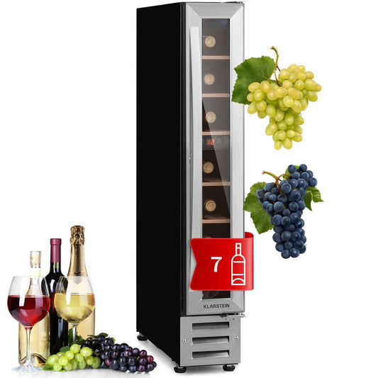 Klarstein Einbau-Weinkühlschrank 1 Zone 7 Flaschen 20 L Glastür 5–22 °C Kompakt Indoor/Outdoor