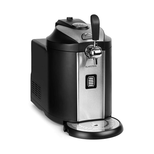Klarstein Beerkules Bierzapfanlage 5 L CO2-Kompression 2–12 °C Bierkühler inkl. 3 CO2-Patronen Silber-Schwarz